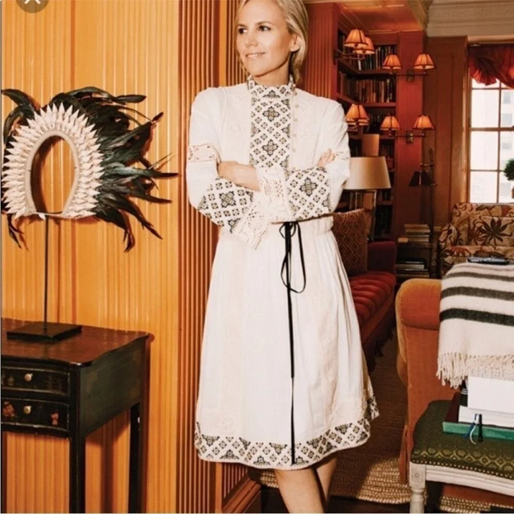 Tory Burch Carlotta Lace Trimmed Embroidered Cotton Voile Mini Dress Prairie 8